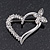 Open Diamante Heart&Butterfly Brooch In Rhodium Plated Metal - 4cm Length - view 5