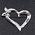 Open Diamante Heart&Butterfly Brooch In Rhodium Plated Metal - 4cm Length - view 6