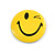 3pcs Happy Winking Face Lapel Pin Button Badge - 3cm Diameter - view 3