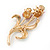 Pink Enamel Diamante 'Tulip' Brooch In Gold Finish - 5cm Length - view 3