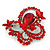 Large Red Crystal 'Butterfly' Brooch In Rhodium Plating - 8cm Length - view 3