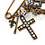 'Crosses, Hearts & Skulls' Charm Safety Pin Brooch In Bronze Finish Metal - - view 4