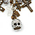 'Crosses, Hearts & Skulls' Charm Safety Pin Brooch In Bronze Finish Metal - - view 2