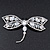 Gigantic Clear Glass Crystal 'Dragonfly' Brooch In Gun Metal - 11cm Length - view 12