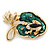 Small 'Frog On The Lotus Leaf' Brooch In Gold Plated Metal - 4.5cm Length - view 7