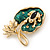 Small 'Frog On The Lotus Leaf' Brooch In Gold Plated Metal - 4.5cm Length - view 3