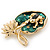 Small 'Frog On The Lotus Leaf' Brooch In Gold Plated Metal - 4.5cm Length - view 6