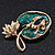 Small 'Frog On The Lotus Leaf' Brooch In Gold Plated Metal - 4.5cm Length - view 8