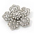 Filigree Pear/Diamante 'Flower' Brooch In Silver Plating - 5cm Diameter - view 4