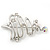 Silver Plated Clear Crystal 'Christmas Tree' Brooch - 5.5cm Length - view 5