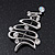 Silver Plated Clear Crystal 'Christmas Tree' Brooch - 5.5cm Length - view 2