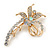 Clear Crystal Fancy 'Floral' Brooch In Gold Plating - 5.5cm Length