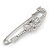 Swarovski Crystal 'Double Heart' Safety Pin Brooch In Rhodium Plating - 7.5cm Length - view 2