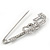 Swarovski Crystal 'Double Heart' Safety Pin Brooch In Rhodium Plating - 7.5cm Length - view 5