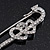 Swarovski Crystal 'Double Heart' Safety Pin Brooch In Rhodium Plating - 7.5cm Length - view 6
