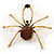 Large Amber Coloured Swarovski Crystal 'Spider' Brooch In Gold Plating - 6.5cm Length - view 8