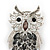 Oversized Rhodium Plated Filigree Dim Grey Crystal 'Owl' Brooch - 7.5cm Length - view 3