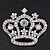 Clear & AB Crystal 'Queenie' Crown Brooch In Rhodium Plated Metal - 5cm Length