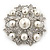 Bridal Swarovski Crystal/ Simulated Pearl Corsage Brooch In Rhodium Plating - 5cm Diameter - view 2