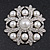 Bridal Swarovski Crystal/ Simulated Pearl Corsage Brooch In Rhodium Plating - 5cm Diameter
