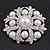 Bridal Swarovski Crystal/ Simulated Pearl Corsage Brooch In Rhodium Plating - 5cm Diameter - view 3