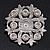 Bridal Swarovski Crystal/ Simulated Pearl Corsage Brooch In Rhodium Plating - 5cm Diameter - view 5