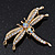 Delicate AB/ Clear Crystal 'Dragonfly' Brooch In Gold Plating - 5cm Width - view 4