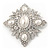 Bridal Swarovski Crystal Imitation Pearl Brooch In Rhodium Plating - 6cm Length - view 4