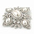 Bridal Swarovski Crystal Imitation Pearl Brooch In Rhodium Plating - 6cm Length - view 7