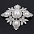 Bridal Swarovski Crystal Imitation Pearl Brooch In Rhodium Plating - 6cm Length - view 3
