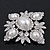 Bridal Swarovski Crystal Imitation Pearl Brooch In Rhodium Plating - 6cm Length - view 8