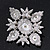 Bridal Swarovski Crystal Imitation Pearl Brooch In Rhodium Plating - 6cm Length - view 5
