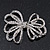 Clear Crystal Open 'Bow' Brooch In Silver Tone Metal - 5.5cm Width - view 3
