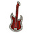 Red Enamel Diamante 'Guitar' Brooch In Rhodium Plating - 5cm Length