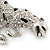 Large Diamante 'Snow Leopard' Brooch In Rhodium Plating - 85mm Across - view 3