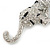 Large Diamante 'Snow Leopard' Brooch In Rhodium Plating - 85mm Across - view 5