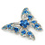 Dazzling Sky Blue Crystal Butterfly Brooch In Rhodium Plating - 6cm Length - view 4