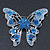 Dazzling Sky Blue Crystal Butterfly Brooch In Rhodium Plating - 6cm Length - view 2
