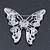 Dazzling Sky Blue Crystal Butterfly Brooch In Rhodium Plating - 6cm Length - view 3