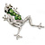 Queen Frog Green Enamel Crystal Brooch In Rhodium Plating - 5cm Length - view 5