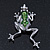 Queen Frog Green Enamel Crystal Brooch In Rhodium Plating - 5cm Length - view 3