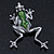 Queen Frog Green Enamel Crystal Brooch In Rhodium Plating - 5cm Length - view 7