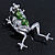 Queen Frog Green Enamel Crystal Brooch In Rhodium Plating - 5cm Length - view 9