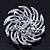 Dimensional Clear/Amethyst Crystal Corsage Brooch In Rhodium Plating - 5cm Diameter - view 6