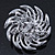 Dimensional Clear/Fuchsia Crystal Corsage Brooch In Rhodium Plating - 5cm Diameter - view 5