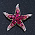 Fuchsia/Pink/ Clear Crystal 'Starfish' Brooch In Gold Plating - 48mm Width