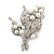 White Simulated Pearl, Clear Crystal Bouquet Brooch In Rhodium Plating - 5cm Length - view 3