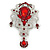 Statement Clear/ Ruby Red Coloured CZ Crystal Charm Brooch In Rhodium Plating - 11cm Length - view 2