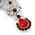Statement Clear/ Ruby Red Coloured CZ Crystal Charm Brooch In Rhodium Plating - 11cm Length - view 8