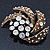 Vintage Diamante 'Whirlwind' Brooch In Burn Gold - 7cm Width - view 6